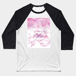 Sirens And Dolphins In Pink Baseball T-Shirt